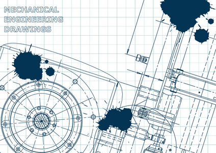 蓝图。 矢量工程插图。 覆盖蓝色墨水