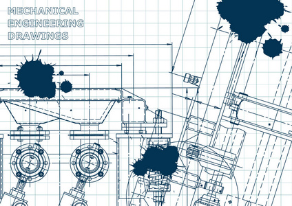 蓝图。 矢量图。 计算机辅助设计系统。 蓝墨水布