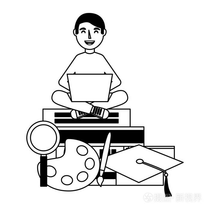 男子厨师与围裙和铲子