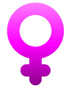 女性符号图标紫厚圆形渐变孤立矢量插图