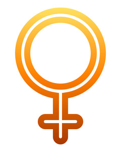 女性符号图标橙色细圆轮廓梯度孤立矢量插图照片