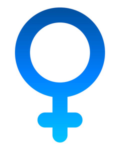 女性符号图标蓝色圆形梯度孤立矢量插图
