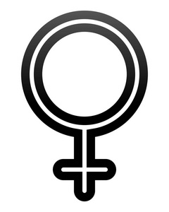 女性符号图标黑色细圆轮廓梯度孤立矢量插图