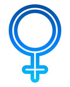 女性符号图标蓝色细圆轮廓梯度孤立矢量插图照片