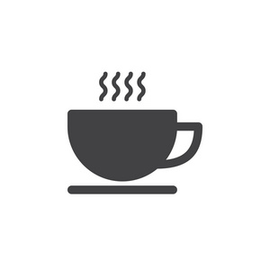 咖啡杯图标矢量填充平面标志固体象形文字隔离在白色上。 符号标志标志插图