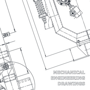公司身份。 蓝图。 矢量工程图纸。 机械仪器制造。 技术技术