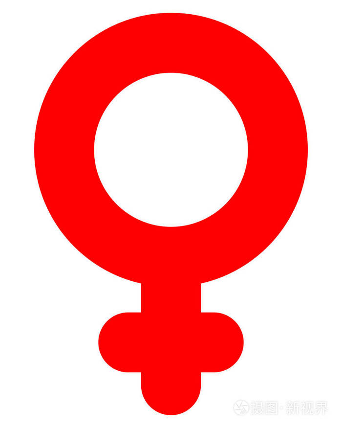 女性符号图标红厚圆形孤立矢量插图