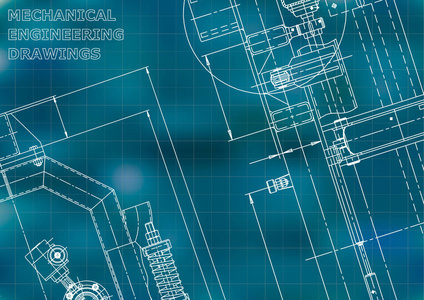 蓝图草图。 矢量工程插图。 封面传单横幅背景。 仪器制作图纸。 机械工程制图。 技术插图背景。 计划计划。 蓝色背景。 网格