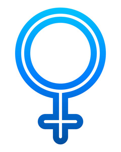 女性符号图标蓝色细圆轮廓梯度孤立矢量插图