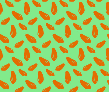 木瓜图案彩色无缝插图隔离绿色背景