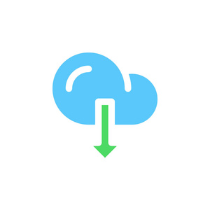 云下载图标矢量，填充平标，实心彩色象形孤立在白色上。符号标志插图