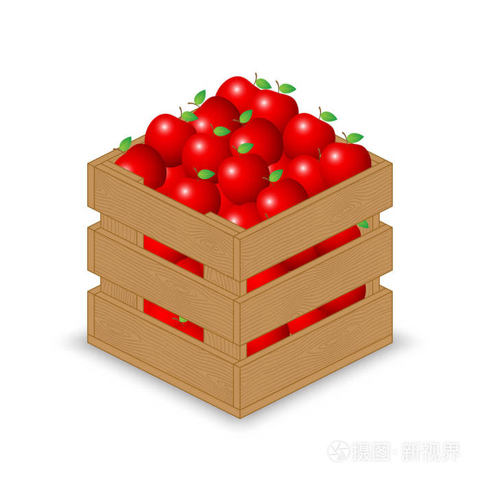 木箱里的红苹果