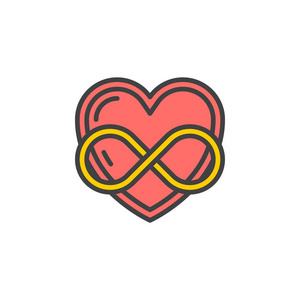 永恒的爱线图标,填充轮廓矢量符号,线性彩色象形孤立在白色上.