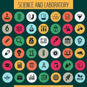 时尚平面设计科学和实验室图标收藏