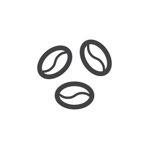 咖啡豆线图标轮廓矢量符号线形象形图隔离在白色上。 符号标志标志插图