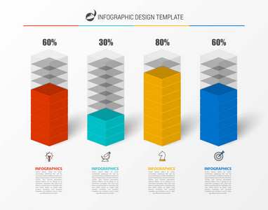 信息设计模板。 创意概念有4个步骤。 可用于工作流布局图横幅Web设计。 矢量插图