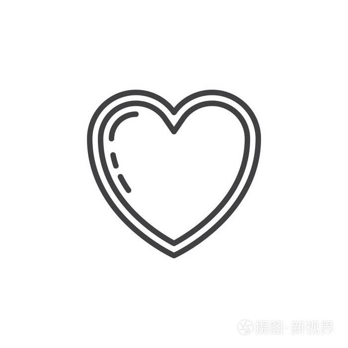中心线图标轮廓矢量符号线形象形图隔离在白色上爱情符号标志插图