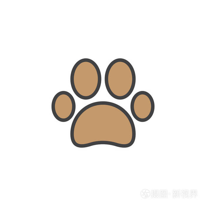 爪线图标填充轮廓矢量符号线性彩色象形文字隔离在白色