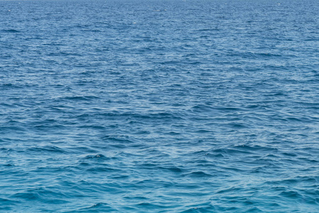 蓝色的海洋背景。 蓝色海面，波浪