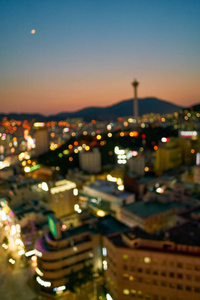 晚上对釜山的散焦视图
