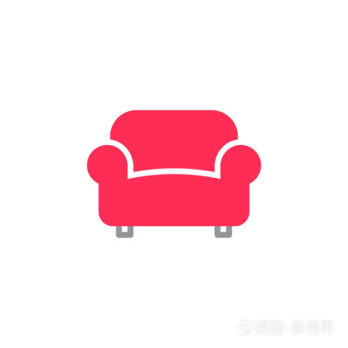 沙发沙发图标矢量填充平面标志,实心彩色象形文字隔离在白色上.