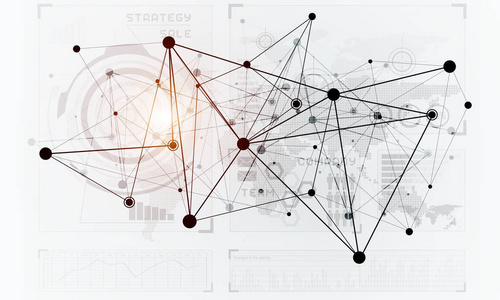 背景图像与社交连接和网络概念在白墙上