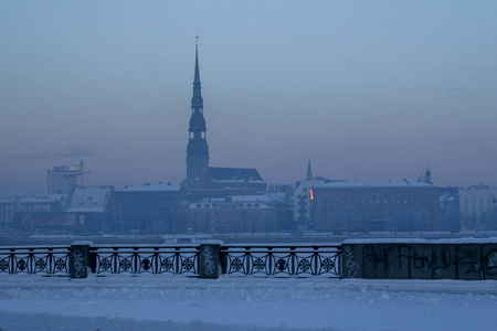  Riga, capital city of Latvia in winter time. View of St Peter