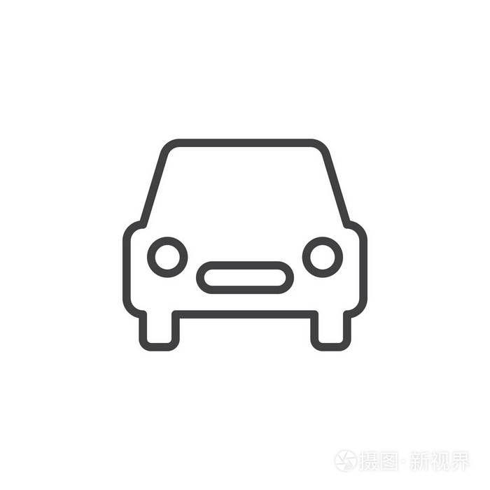 汽车线图标轮廓矢量标志线性风格象形文字隔离在白色上. 符号标志标志