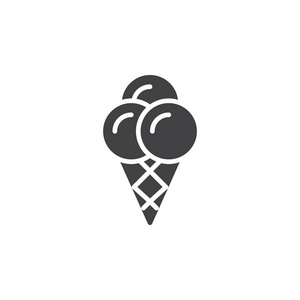 冰淇淋锥图标矢量填充平面标志固体象形文字隔离在白色上。 符号标志标志插图