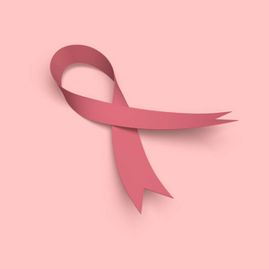 乳腺癌粉红色意识丝带最小背景。 三维插图