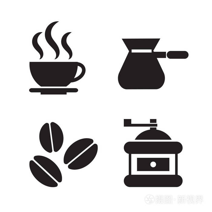 咖啡厅图标套装矢量图