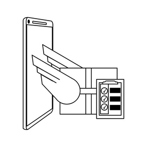 在线送货和物流与智能手机概念矢量图平面设计