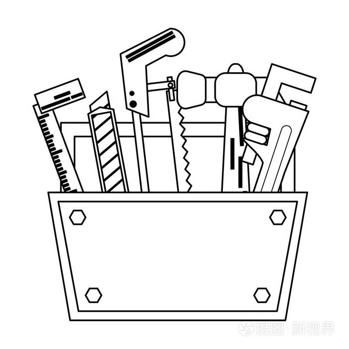 建筑工具和元素黑白