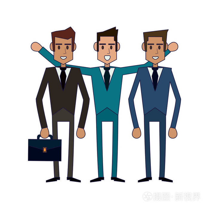 商务同事团队合作卡通矢量插图平面设计