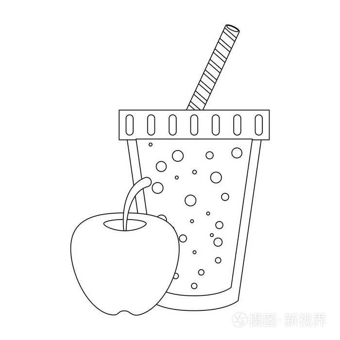 果汁和冰沙苹果杯中去矢量图平面设计插画-正版商用图片1658r3-摄图新