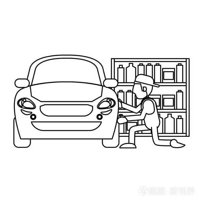 汽车修理工汽车矢量图平面设计插画-正版商用图片1659ta-摄图新视界