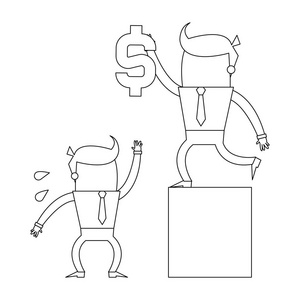 酒吧里的商人用现金卡通矢量插图平面设计