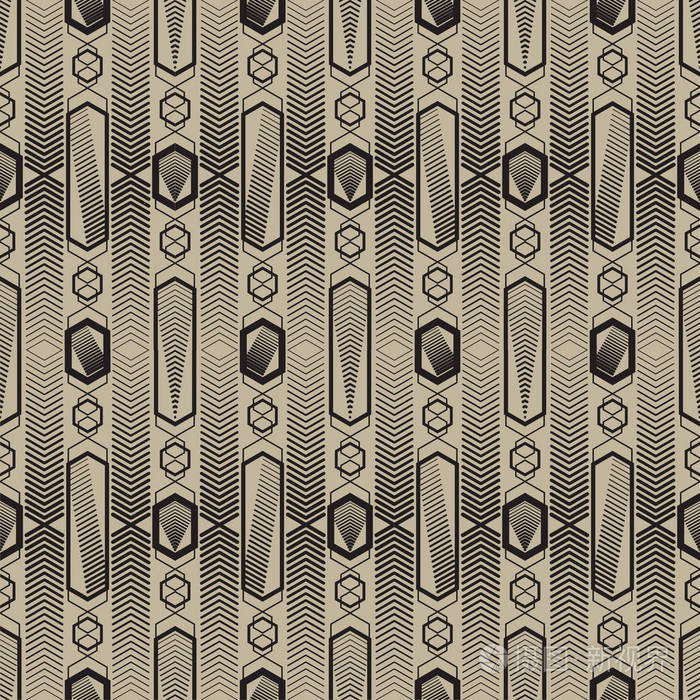 矢量线图案简单几何现代一套光滑的黑色和米色无缝背景现代时尚抽象