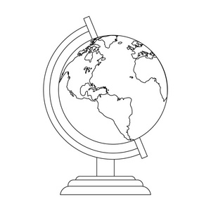 世界环球符号孤立矢量插图平面设计