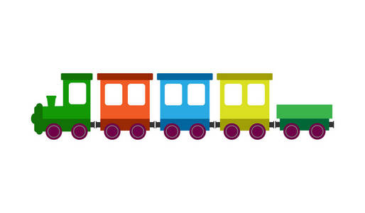 s color train with a locomotive and wagons