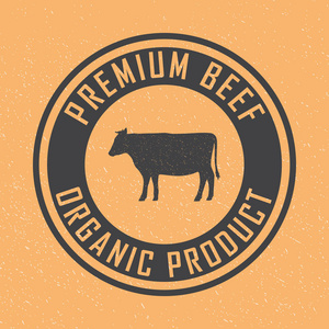 高级牛肉标志.标签,徽章和设计元素.复古风格.矢量图解照片