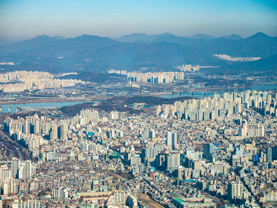 首尔市美丽的建筑鸟瞰图图片