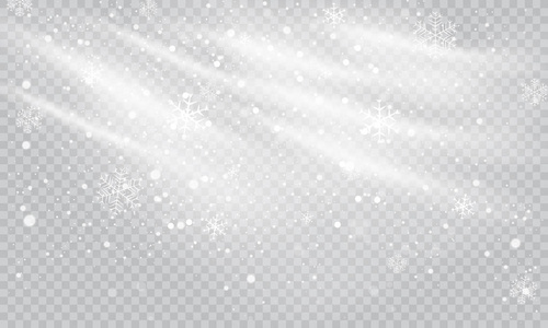 雪和风在透明的背景上。 白色梯度装饰元素矢量插图。冬天和雪与雾。