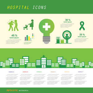 绿色医院图标设置医学背景图片