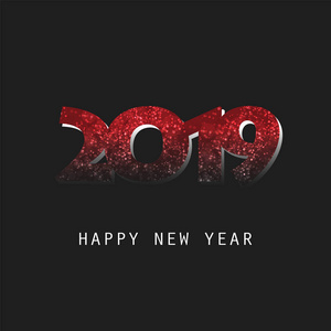 最佳祝愿抽象深红色现代风格快乐新年贺卡或背景, 创意设计模板2019年