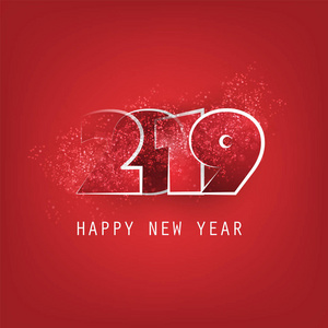 最佳祝愿抽象深红色现代风格快乐新年贺卡或背景, 创意设计模板2019年