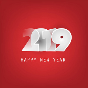 红色白色和灰色新年贺卡, 封面或背景设计模板2019年