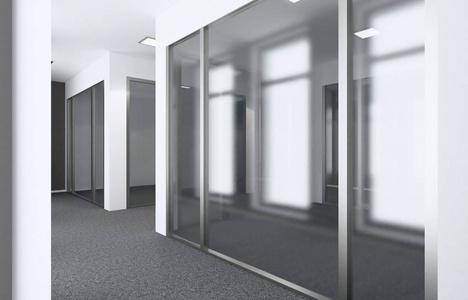 空的现代化办公内阁..会议室。3D绘制。