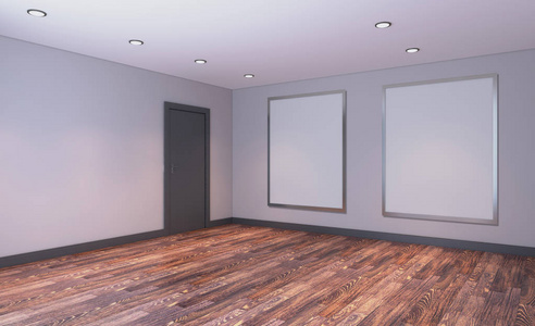 现代空柜。 会议室。 三维渲染。 空白画