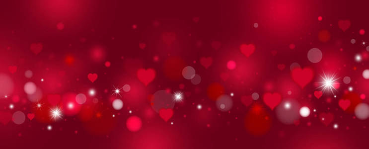 s day and love background design of red hearts and bokeh vector 